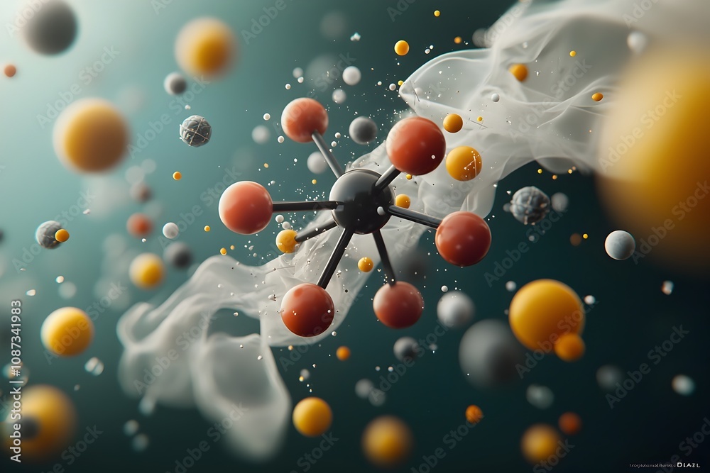Poster visually stunning display of intricate molecular arrangements and captivating atomic diagrams in vib