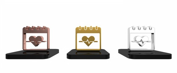 Colorful Heart rate icon isolated on white background. Heartbeat sign. Heart pulse icon. Cardiogram icon. Minimalism concept. 3D render illustration