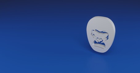 Isolated realistic white gorilla head with shadow. Located on the right side of the scene. 3d illustration on transparent background