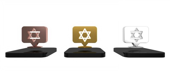 Colorful Star of David icon isolated on white background. Jewish religion symbol. Symbol of Israel. Minimalism concept. 3D render illustration