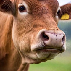cow in a field, close up portrait