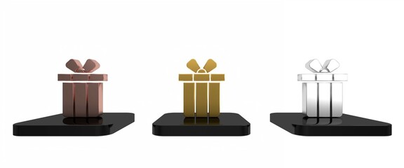 Colorful Gift box icon isolated on white background. Merry Christmas and Happy New Year. Minimalism concept. 3D render illustration