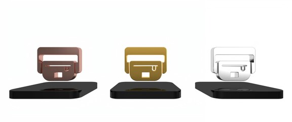 Colorful Waist bag of banana icon isolated on white background. Minimalism concept. 3D render illustration