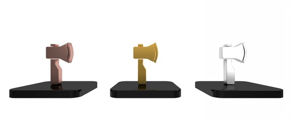 Colorful Wooden axe icon isolated on white background. Lumberjack axe. Minimalism concept. 3D render illustration