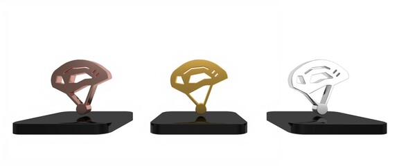 Colorful Bicycle helmet icon isolated on white background. Extreme sport. Sport equipment. Minimalism concept. 3D render illustration