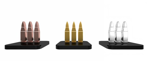 Colorful Bullet icon isolated on white background. Minimalism concept. 3D render illustration