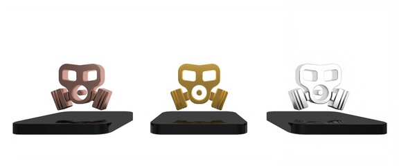 Colorful Gas mask icon isolated on white background. Respirator sign. Minimalism concept. 3D render illustration