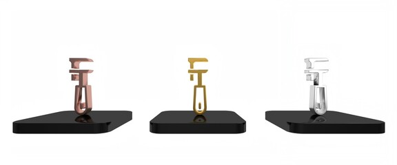 Colorful Pipe adjustable wrench icon isolated on white background. Minimalism concept. 3D render illustration