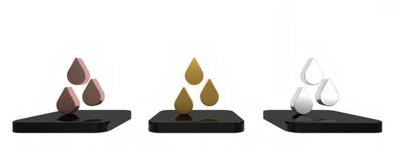 Colorful Water drop icon isolated on white background. Minimalism concept. 3D render illustration