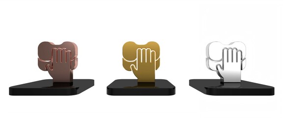 Colorful Cleaning service icon isolated on white background. Latex hand protection sign. Housework cleaning equipment symbol. Minimalism concept. 3D render illustration