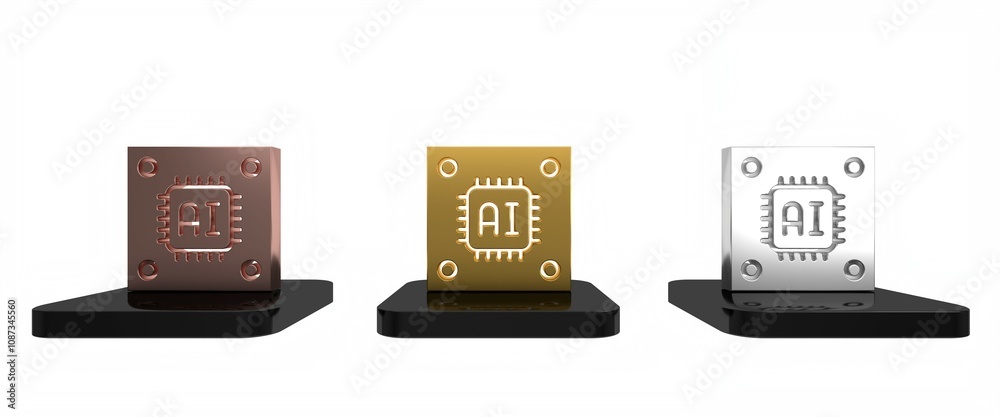 Poster colorful computer processor with microcircuits cpu icon isolated on white background. chip or cpu wi