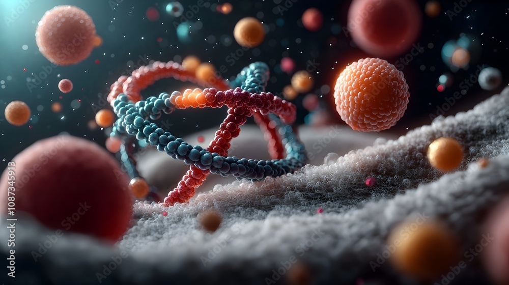 Poster mesmerizing molecular structures in a captivating alien landscape a cinematic and representation of 