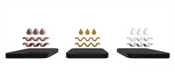 Colorful Wave with water drop icon isolated on white background. Minimalism concept. 3D render illustration