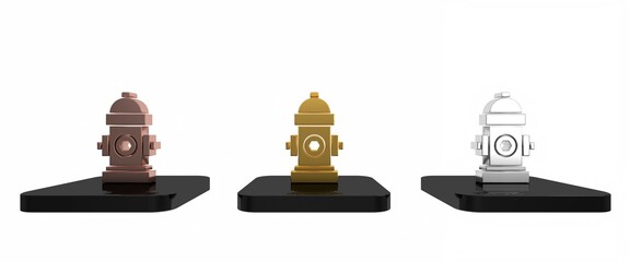 Colorful Fire hydrant icon isolated on white background. Minimalism concept. 3D render illustration