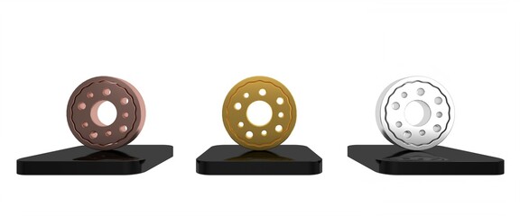 Colorful Donut with sweet glaze icon isolated on white background. Minimalism concept. 3D render illustration