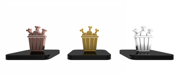 Colorful Chicken leg in package box icon isolated on white background. Chicken drumstick. Minimalism concept. 3D render illustration