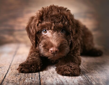 puppy lagotto romagnolo posing for a picture