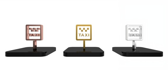 Colorful Road sign for a taxi stand icon isolated on white background. Minimalism concept. 3D render illustration