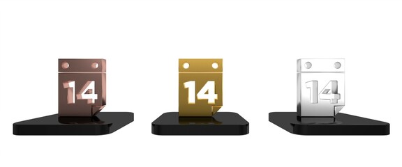 Colorful Calendar with February 14 icon isolated on white background. Valentines day. Love symbol. Minimalism concept. 3D render illustration