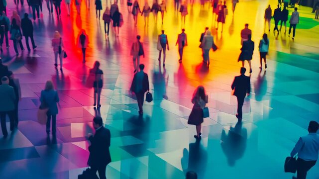 Heatmap of a city's pedestrian traffic, with vibrant colors showing the busiest sidewalks and cooler tones in the less crowded streets. . 4K Video