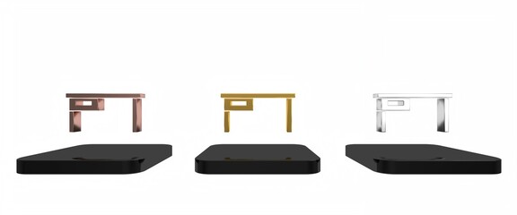 Colorful Office desk icon isolated on white background. Minimalism concept. 3D render illustration