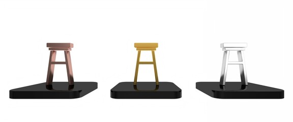 Colorful Chair icon isolated on white background. Minimalism concept. 3D render illustration