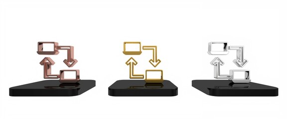 Colorful Online working icon isolated on white background. Freelancer man working on laptop at his house. Remote work. Distant job concept. Minimalism concept. 3D render illustration