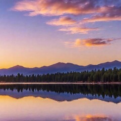 Fototapeta premium beautiful sunset over the lake