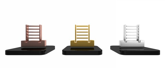 Colorful Wooden Swedish wall icon isolated on white background. Swedish stairs. Minimalism concept. 3D render illustration