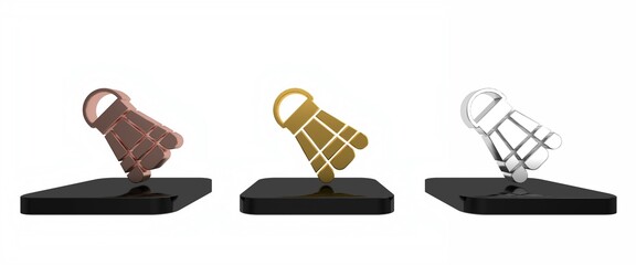 Colorful Badminton shuttlecock icon isolated on white background. Sport equipment. Minimalism concept. 3D render illustration