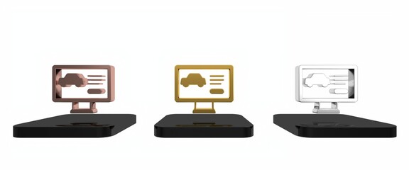 Colorful Hardware diagnostics condition of car icon isolated on white background. Car service and repair parts. Minimalism concept. 3D render illustration