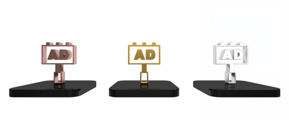 Colorful Advertising icon isolated on white background. Concept of marketing and promotion process. Responsive ads. Social media advertising. Minimalism concept. 3D render illustration