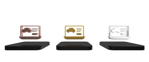 Colorful Hardware diagnostics condition of car icon isolated on white background. Car service and repair parts. Minimalism concept. 3D render illustration