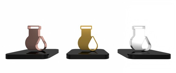 Colorful Oil petrol test tube icon isolated on white background. Minimalism concept. 3D render illustration