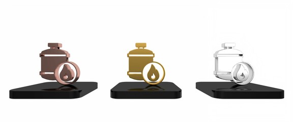 Colorful Propane gas tank icon isolated on white background. Flammable gas tank icon. Minimalism concept. 3D render illustration