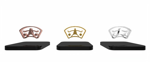 Colorful Motor gas gauge icon isolated on white background. Empty fuel meter. Full tank indication. Minimalism concept. 3D render illustration