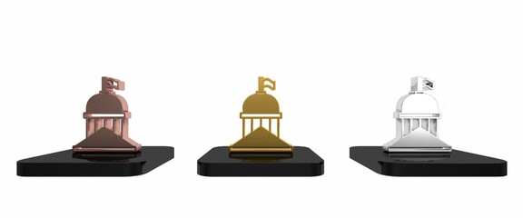 Colorful White House icon isolated on white background. Washington DC. Minimalism concept. 3D render illustration