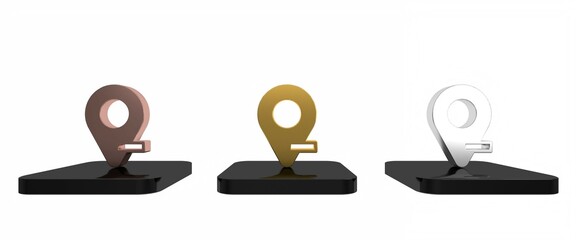 Naklejka premium Colorful Map pin icon isolated on white background. Navigation, pointer, location, map, gps, direction concept. Minimalism concept. 3D render illustration
