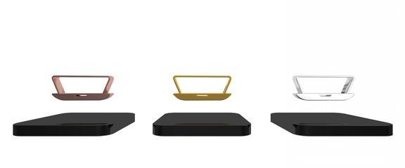 Colorful Laptop icon isolated on white background. Computer notebook with empty screen sign. Minimalism concept. 3D render illustration