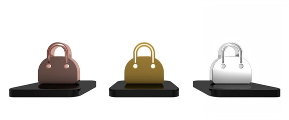 Colorful Handbag icon isolated on white background. Female handbag sign. Glamour casual baggage symbol. Minimalism concept. 3D render illustration