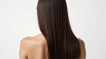 Naklejka premium 綺麗な茶髪を持つ女性モデルの後ろ姿