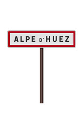 Panneau d'entrée de la station de l'Alpe d'Huez (Isère) en vectoriel