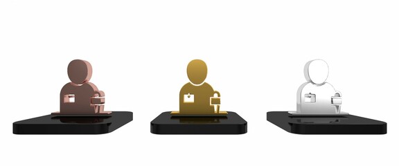 Colorful Journalist news reporter with microphone icon isolated on white background. Minimalism concept. 3D render illustration