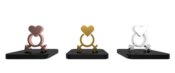 Colorful Gender icon isolated on white background. Symbols of men and women. Sex symbol. Minimalism concept. 3D render illustration