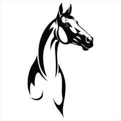 Horse - Black and White Vector illustration, Horse silhouette