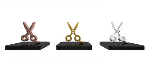 Colorful Scissors hairdresser icon isolated on white background. Hairdresser, fashion salon and barber sign. Barbershop symbol. Minimalism concept. 3D render illustration