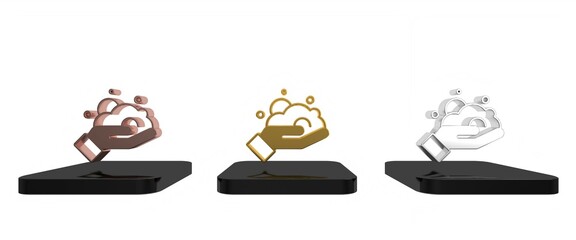 Colorful Shaving gel foam on hand icon isolated on white background. Shaving cream. Minimalism concept. 3D render illustration