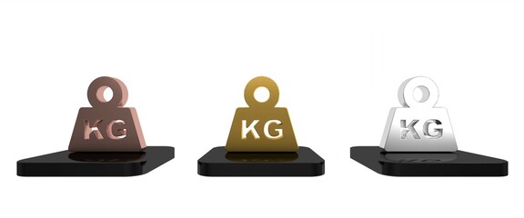 Colorful Weight icon isolated on white background. Kilogram weight block for weight lifting and scale. Mass symbol. Minimalism concept. 3D render illustration