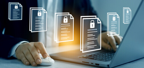 Documents confidentiality,cyber security protection concept.Confidentiality documents and employee...