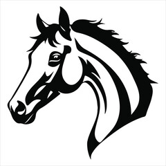 Horse - Black and White Vector illustration, Horse silhouette